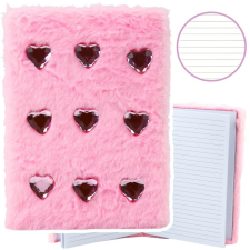 lean Plüss jegyzetfüzet, vonalas, kristályszívek, A5, 80 lap, rózsaszín– 21645 (21645) füzet