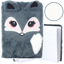 lean Plüss jegyzetfüzet, vonalas, szürke, róka mintás, A5, 80 lapos – 21649 (21649) füzet