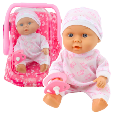 Lean Toys Baby Doll hordó pizsama sapkás cumi rózsaszínben baba