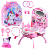Lean Toys Beauty Set Dressing Table in a Suitcase 2 in 1 Accessories Unicorn Pink