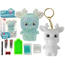 Lean Toys DIY Diamond Rénszarvas DIY Crystals 3D kulcstartó készlet kék kreatív és készségfejlesztő
