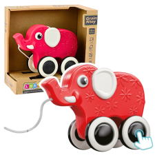 Lean Toys Elefánt Húzó Játék Egy Zsinór Squeaker Eco Red készségfejlesztő