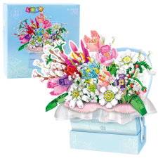 Lean Toys Építőelemek összetétele dobozban Virágkék LED doboz 761db. építkezés