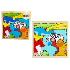 Lean Toys Fából készült puzzle állatok az oroszlán nyúlhoz puzzle, kirakós