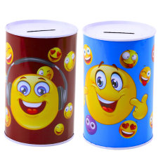 Lean Toys Fém Piggy Bank Emoticons Kék Barna 13 x 8cm oktatójáték