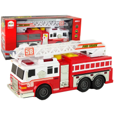 Lean Toys Fire Truck Fire Brigade Hangok Fények Piros autópálya és játékautó