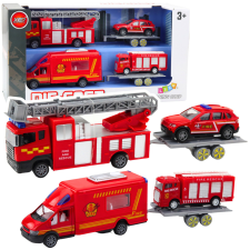Lean Toys Fire Trucks Cars meghajtó készlet piros autópálya és játékautó