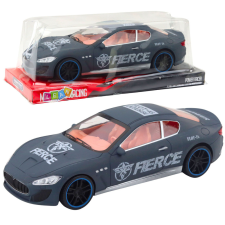 Lean Toys Hátsókerék-hajtású sportkocsi matt szürke karosszériával autópálya és játékautó