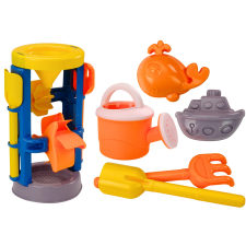 Lean Toys Homokos játékok, nagy daráló, spatula, gereblye, öntözőkanna, öntőformák homokozójáték