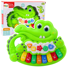 Lean Toys Interaktív Baby Piano Lights Hangok Állati zajok Zöld készségfejlesztő
