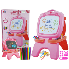 Lean Toys Kétoldalas mágneses Palatábla rózsaszín sablonok kreatív és készségfejlesztő
