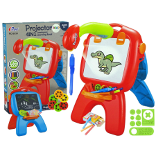 Lean Toys Kétoldalas tábla krétatollak állvány projektor Pictures Piros kreatív és készségfejlesztő