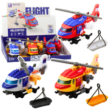 Lean Toys Mentőhelikopter hordágy horgos csörlő meghajtó lámpák hangok mix autópálya és játékautó