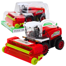 Lean Toys Mezőgazdasági mezőgazdasági kombájn fejléc meghajtással, piros autópálya és játékautó