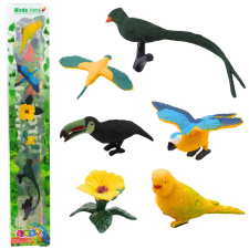 Lean Toys Mini figurák készlet Exotic Birds Hibiszkusz sárga 4-11cm 6db játékfigura