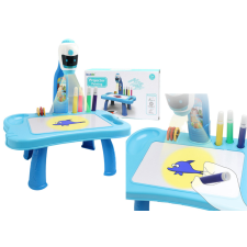 Lean Toys Mini projektor robotasztal 2 az 1-ben tartozékok Kék kreatív és készségfejlesztő
