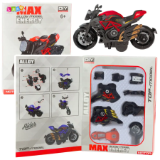 Lean Toys Motorkerékpár összeszerelhető csavar fém 1:14 DIY fekete és piros autópálya és játékautó