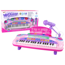 Lean Toys Pink Multifunctional Interactive Big Musical Baby Piano Microphone MP3 játékhangszer