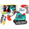 Lean Toys Rajzfilm lánctalpas kotró DIY türkiz esztergálásához