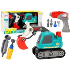Lean Toys Rajzfilm lánctalpas kotró DIY türkiz esztergálásához barkácsolás, építés