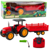 Lean Toys RC távirányítós mezőgazdasági traktor pótkocsival, piros