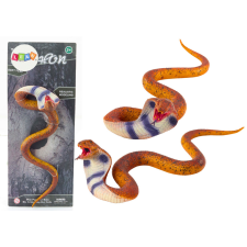 Lean Toys Realistic Cobra Snake Figurine Thermoplastic Rubber Brown játékfigura
