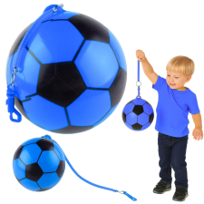 Lean Toys Rubber Soccer Ball Pattern Spring Holder Blue 22cm oktatójáték