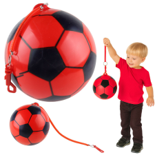 Lean Toys Rubber Soccer Ball Pattern Spring Holder Red 22cm oktatójáték