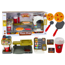 Lean Toys Set Shop Pizza Kávéfőző Italok Pénztárgép konyhakészlet