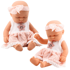 Lean Toys Sleeping Baby Doll rózsaszín csipkeruha csillag fejpánttal baba