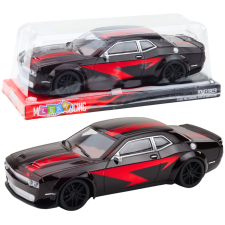 Lean Toys Sportautó meghajtás Fényes karosszéria fekete piros vonalak autópálya és játékautó