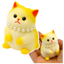 Lean Toys Szenzoros Plüss Puha Cica Gyöngyökkel Fehér És Sárga 7.5cm oktatójáték