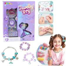 Lean Toys Szépségkészlet Ékszer karkötő Gyöngyök Hajtű Sellőfarok 48db kreatív és készségfejlesztő
