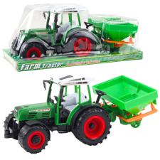 Lean Toys Traktor Mezőgazdasági Jármű Farmer Vetőgéppel Zöld 34cm autópálya és játékautó