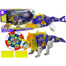 leantoys Dinobots 2in1 Dinoszaurusz Puska - Lila Triceratopssá Alakítható, Pajzzsal (10044-uniw) katonásdi
