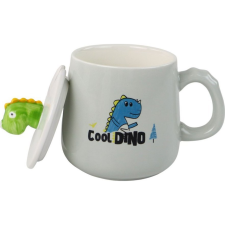 leantoys Dinós Blue Kerámia Bögre, Fedél, Kanál, 350 Ml 16705 (16705) bögrék, csészék