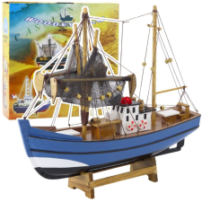 leantoys Gyűjthető Dekoratív Halászhajó Modell Kék 30 x 26 cm- 22579 (5905991049340) autópálya és játékautó