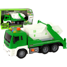 leantoys Hulladékszállító Teherautó Szétválasztás Zöld Súrlódásos Hajtás 1_16 (11079) autópálya és játékautó