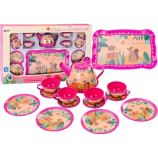 leantoys Kávés Teáskészlet Csésze Vízforraló Tálca Pink Cafe 15 db 18113 (18113) konyhakészlet