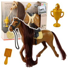 leantoys Ló Hosszú Sörényű Nyeregcsésze Kefe Tartozékokkal Brown (24534) játékfigura