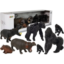 leantoys Szafari állatok, Vízilovak, Gorillák Figurakészlet – 7615 (7615) játékfigura