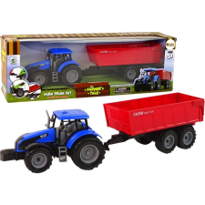 leantoys Traktor Pótkocsival Mezőgazdasági Jármű Kék (15664) autópálya és játékautó