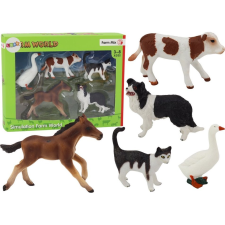 leantoys Vidéki Állatok Figurakészlet - 5 db, Ló, Tehén, Macska, Liba, Kutya (17665) játékfigura