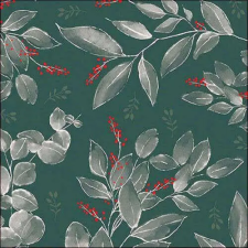  Leaves and berries green papírszalvéta 33x33cm, 20db-os papírárú, csomagoló és tárolóeszköz