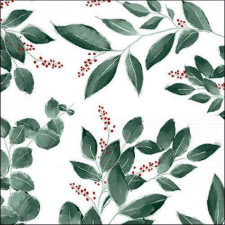 Leaves and berries white papírszalvéta 33x33cm, 20db-os papírárú, csomagoló és tárolóeszköz