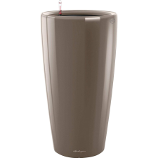 Lechuza Rondo Premium oszlopkaspó 33 cm átmérő x 56 cm szürkésbarna magasfényű kerti dekoráció