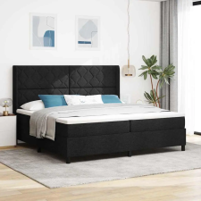  LED Box Spring Ágy matracmal Fekete 200 x 200 cm szövet ágy és ágykellék