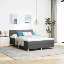  LED Box Spring Ágy matracmal Sötétszürke 160 x 200 cm szövet ágy és ágykellék