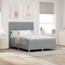  LED Box Spring Ágy matracmal Világosszürke 160 x 200 cm szövet ágy és ágykellék