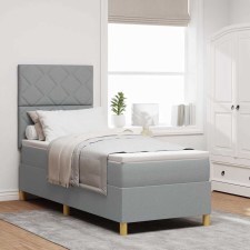  LED Box Spring Ágy matracmal Világosszürke 80 x 200 cm szövet ágy és ágykellék